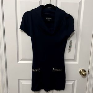 INC navy cowl neck tunic with pockets size large